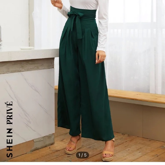 SHEIN Pants - Women's Green High-Waisted Pants